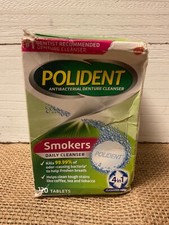 Polident 4in1 SMOKERS Antibacterial Denture Cleanser Tabs -120ct.Dented Box 2/26