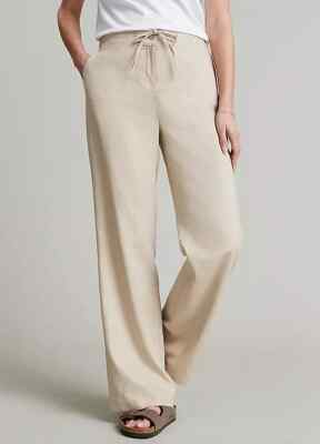 Freemans Stone Linen Trousers    UK 16R   (FS57-11)