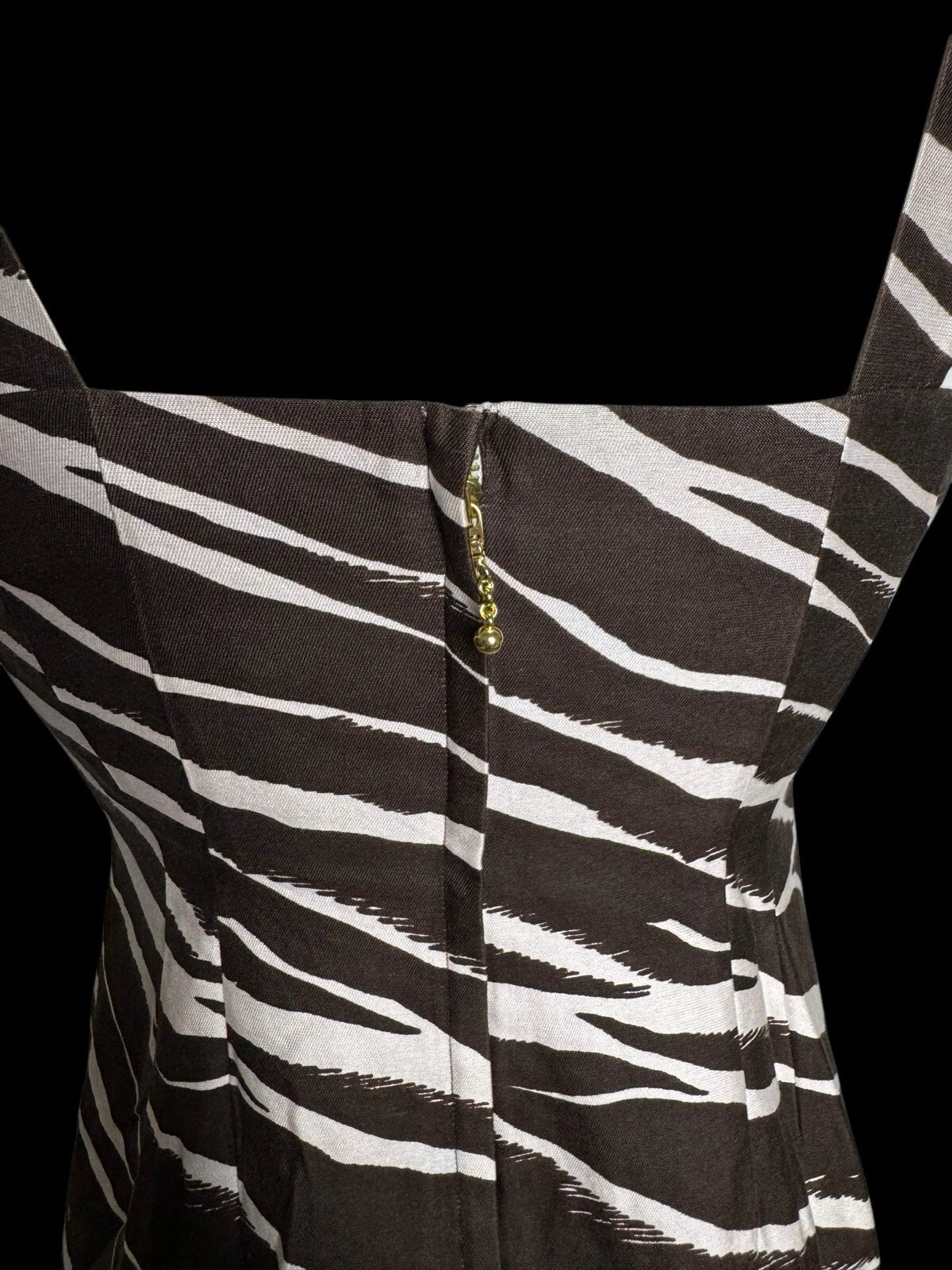 Mini abito Kate Spade marrone zebrato righe stampato perline seta cambio cotone 0 XS