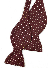 1960s Vintage Bowtie Mens Butterfly Self-Tie Bow Necktie Polka Dot Silk Trad Ivy