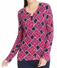 NWT 49.50 Charter Club Button Up Cardigan Sweater Black Pink White Size.SMALL