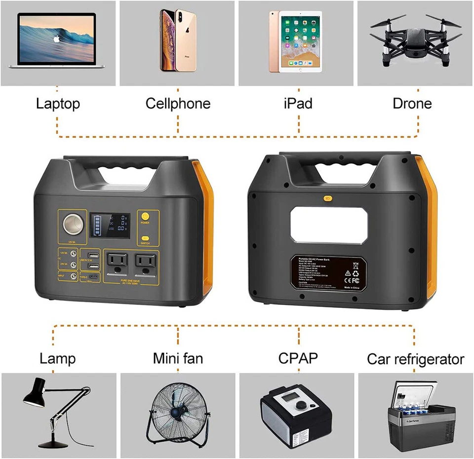 Central Eléctrica Portátil 300W 296Wh Paquete de Batería Camping Viaje CPAP Generador Solar Foto 3 de 4
