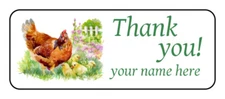 30 Personalized chickens, hens thank you stickers, egg carton Labels, tags, 