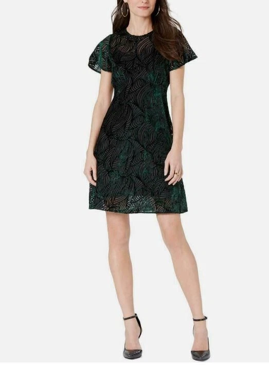 Abito Michael Kors donna 8 verde velluto cocktail vortice testurizzato vacanza