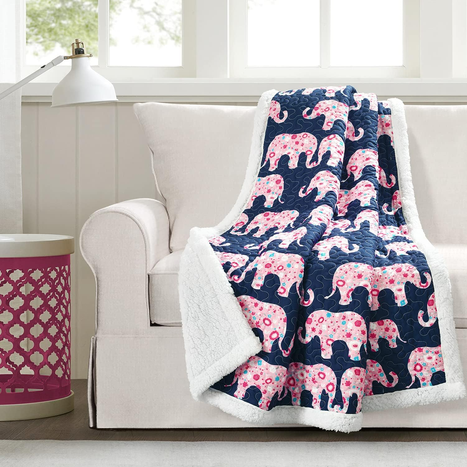 Elephant Parade Sherpa Throw Blanket, 60