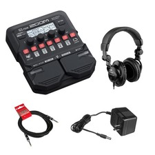 Zoom G1 Four Guitar Effects Processor w/ Headphones, Power Adapter 10ft Cable