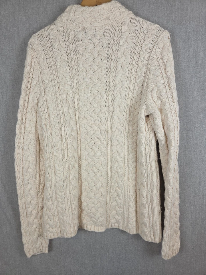 Lands End Womens M Fisherman Drifter Chunky Cable Knit Sweater Pullover Retro - Image 4 of 4