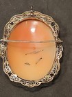 14K Gold Cameo Filigree Multi Diamond Necklace Sapphires Brooch Pendant — photo 9