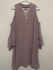 Peppermint USA Straight Dress Women's Large 3/4 Flared Sleeve Lilac Purple