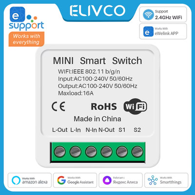 16A eWelink Wifi Mini Smart Switch 2-Way DIY Switch Circuit Breaker Timer Module