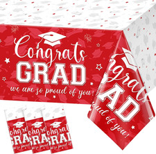 3Pcs Graduation Tablecloth Party Decorations,Large Disposable Grad Cap Congratul