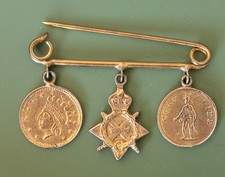 British Military Sweetheart Brooch Pin - Britannia & South Africa Charms Vintage