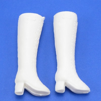 Vintage 1970's Barbie Clone White Go-Go Boots Shoes - Hong Kong