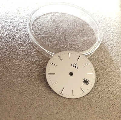 Ebel Watch Dial 23.5 mm Ivory Off-White Stick Numerals Date Authentic Swiss Made