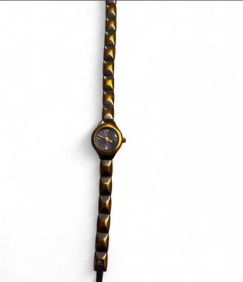 Pulsar Women's Gold Analog Bracelet Watch Water Resistant Black Dial