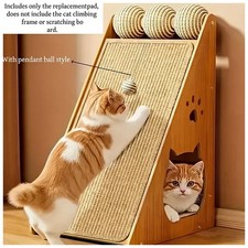 Standing Sisal Cat Scratcher with Hanging Ball, Space Saving Cat Furniture