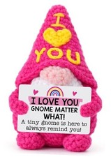 Gifts for Her Girlfriend Valentines - Cute Valentine's Day Crochet Gnome Gift 