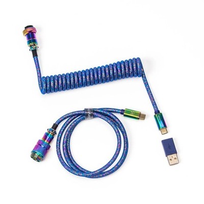 Keychron Premium Coiled Aviator Cable Tastaturkabel Rainbow Plated Blue Einfach