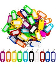 10x Ten Plastic Key Tags, Flexible Key Labels with Split Ring Label Window Key
