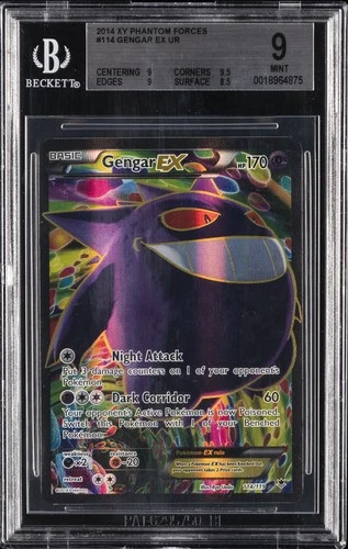 2014 POKEMON PHANTOM FORCES ULTRA RARE #114 GENGAR EX BGS 9