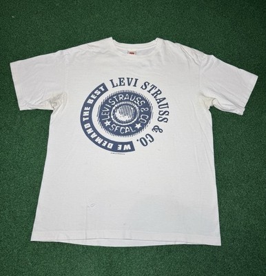 Vintage Levi s Strauss Graphic 90s Denim We Demand The Best M/L T Shirt