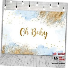 7x5ft Oh Baby Backdrop for Boys Watercolor Pastel Photography 7X5ft Blue,Gold