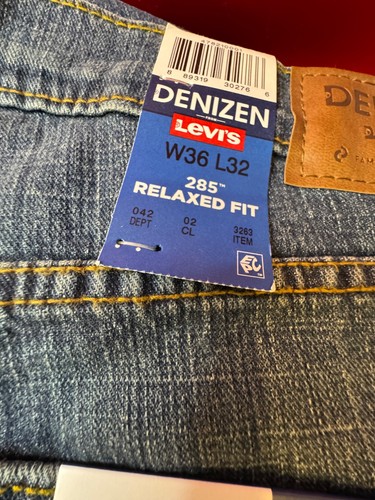 Denizen Levi's NEW NWT Mens 285 Relaxed 36x32 Blue Denim Jeans Straight - Picture 2 of 12