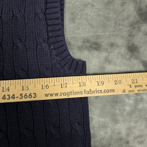 Polo Ralph Lauren Sweater Vest Boys Large Cable Knit Blue Pony Classic Pullover - Picture 5 of 6
