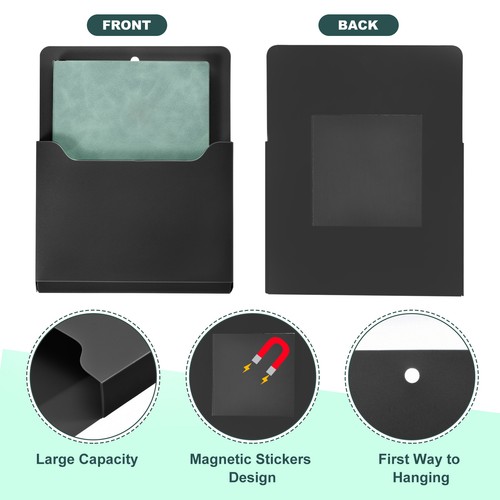 6 Pack Magnetic File Holder, Magnetic Wall File Organizer Black L/M/S Size - Picture 3 of 7