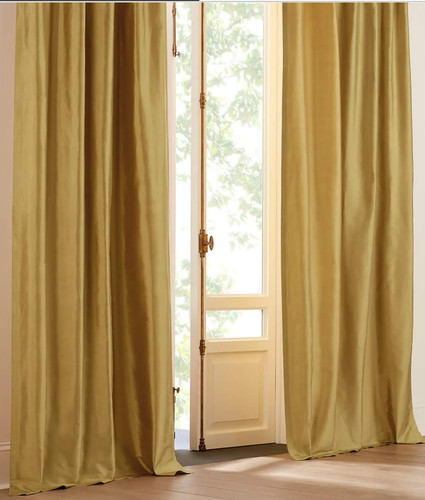 Set of 2 Pottery Barn 104 X 96 Silk Dupioni Curtains Gold Lined DOUBL G2U