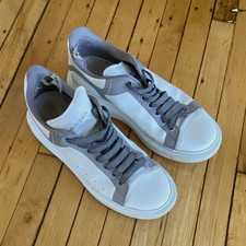 Alexander McQueen Men s White/Gray Leather La...