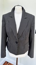 Brand New Designer Jasmine Guinness Stretchy Black/Grey Striped Jacket Size 18