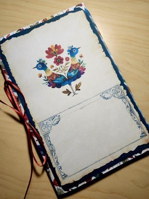 Junk Journal Booklet ''FOLKLORE'' Handmade Botanical Wildflowers Lg 8.5''x5.5'' 40pg