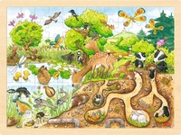 Holz Einlegepuzzle Natur Tiere 40X30Cm goki 57582 Lernspielzeug Ab 3 Jahre