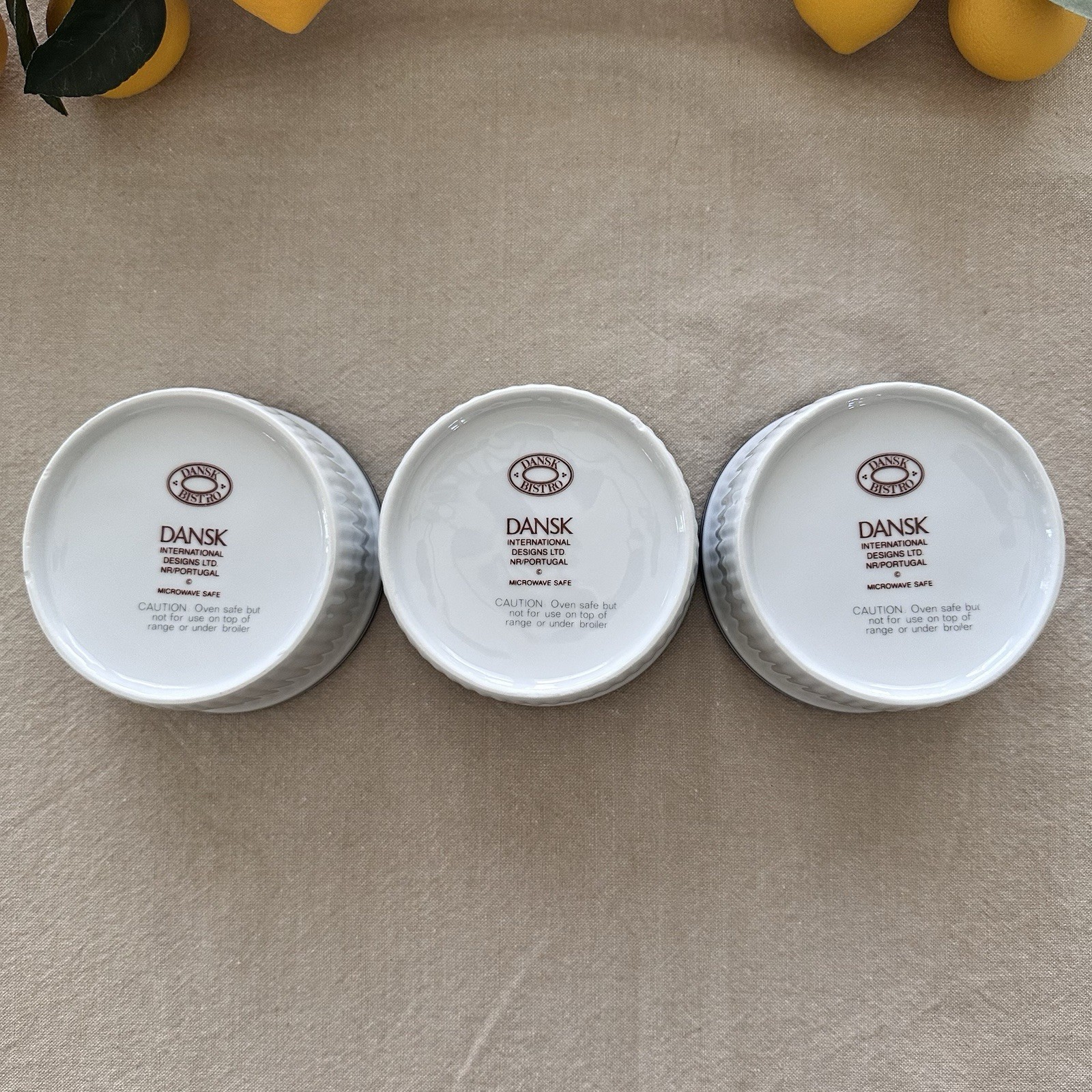 DANSK BISTRO Set of 3 Ramekins Bowls Christianshavn Blue  4 1/8" x 2" Portugal