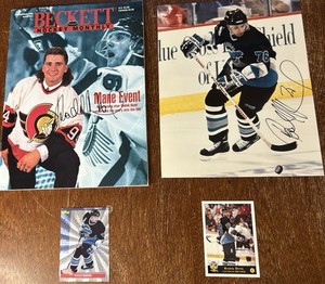 Radek Bonk Signed 8x10 & Beckett Magazine Cover + 3 Hockey Cards Autographs