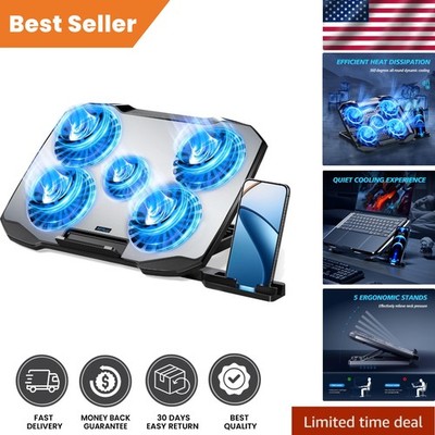 360° Cooling Laptop Stand with 5 Height Levels & Phone Holder - Quiet Operation