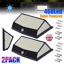 2x Waterproof 468 LED Solar PIR Motion Sensor Light Security Wall Outdoor Lamp