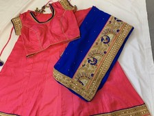 Indian outfit, Chaniya Choli pink & blue dupatta . Adjustable blouse. Med size