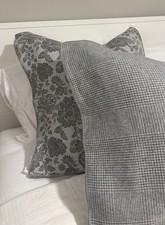 Nordstrom at Home Euro Shams 2 Grey Floral Herringbone Wool Blend 26x26 EUC