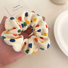 Colorful Heart Knit Hair Band Wide Elastic Ponytail Holder Scrunchie Girls