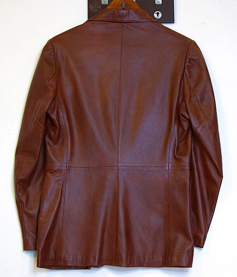 Blazer Años 70 Cuero Moda por Harry Pollack Marrón Chaqueta Bolsillos Muesca Solapa 40 Foto 3 de 4