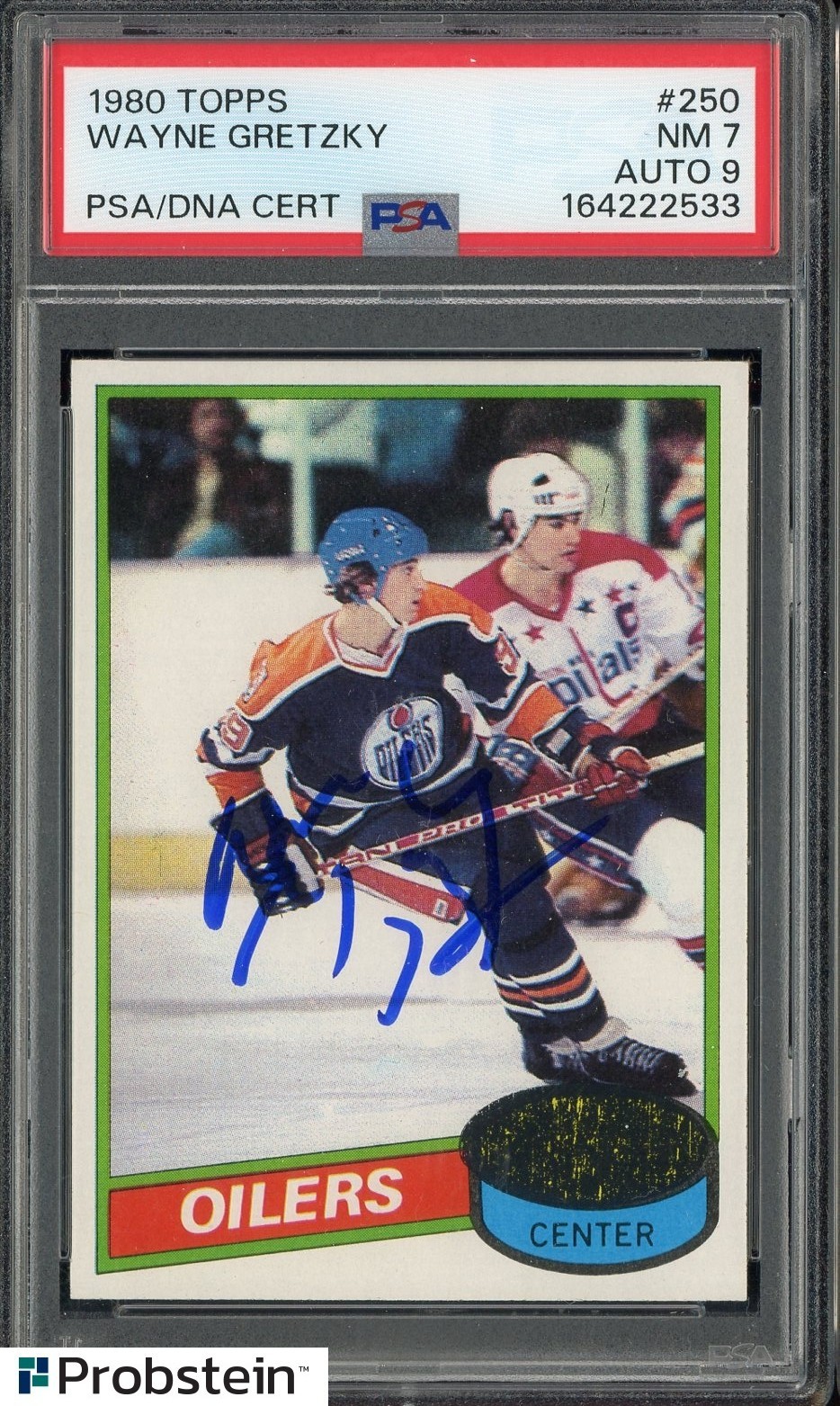 1980 Topps Hockey #250 Wayne Gretzky Oilers HOF PSA 7 PSA/DNA 9 AUTO view 1