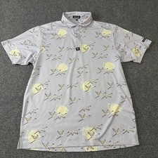 Bad Birdie Polo Shirt Mens XL Purple Bird All Over Print Golf Performance