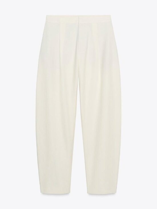 NWT ZARA Bloggers Fave Balloon pants Off White XL Pleated