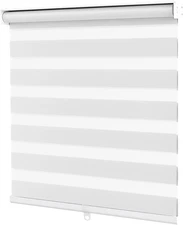 Zebra Blinds for Windows, Cordless Roller Blinds (39" W X 72" H, White) Light Fi
