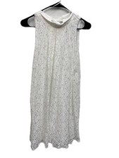 Signature by Robbie Bee White Lace Dress Women Sleeveless M Keyhole Tie A Line