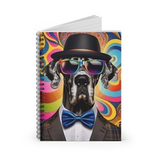 Spiral Notebook Ruled Line Great Dane in Sunglasses Psychedelic Design 1 Gift