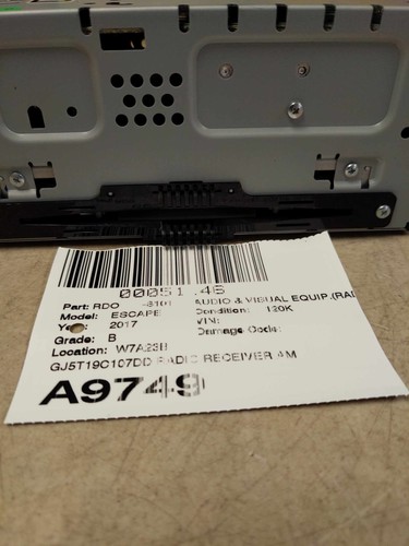 15 16 2017 18 19 FORD ESCAPE PART ID GJ5T19C107DD OE RADIO RECEIVER AM FM CD MP3 - Picture 2 of 12
