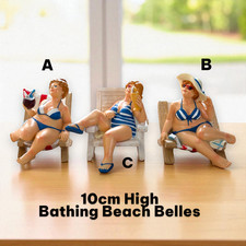 Beach Belle Fat Ladies on Deck Chairs 3 Choices Collectable Figures 10cm Seaside